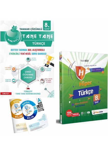 8. Sınıf Defter Tadında Tane Tane Türkçe ve Hiper Zeka Türkçe Soru Bankası
