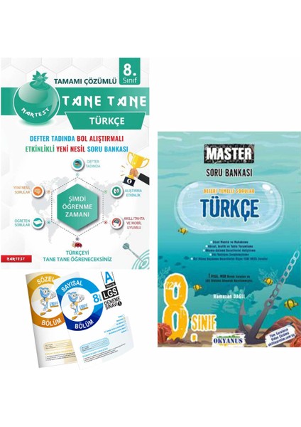 8. Sınıf Defter Tadında Tane Tane Türkçe ve Okyanus Master Türkçe Soru Bankası
