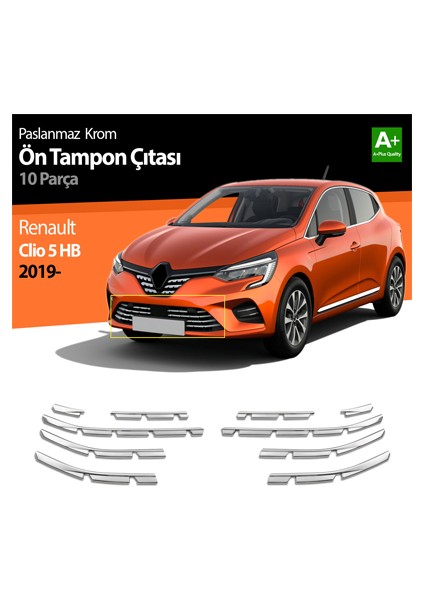 Renault Clio 5 Krom Ön Tampon Çıtası 10 Parça 2019 Ve Üzeri