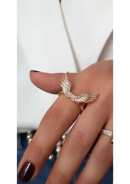 Nf s Butik Ayarlamalı Özel Ithal Seri Zirkon Taşlı Melek Kanat Detaylı Yüzük fiyatları