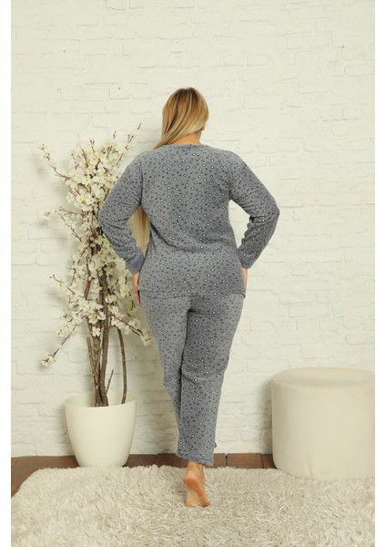 Kadın Uzun Kollu Cepli Polar Büyük Beden Pijama Takımı fırsatları