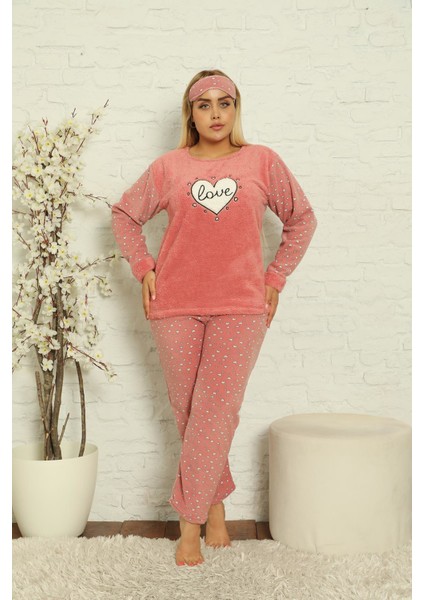 Kadın Uzun Kollu Cepli Polar Büyük Beden Pijama Takımı fiyatları