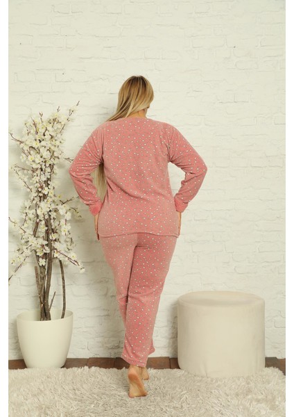 Kadın Uzun Kollu Cepli Polar Büyük Beden Pijama Takımı modelleri