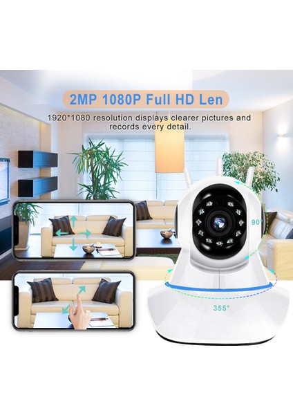 Tuya Smart Life Ip 3mp Hd Wifi 2 Yönlü Ses Hd Gece Görüş Hareket Algılama Cctv Kamera (Yurt Dışından)