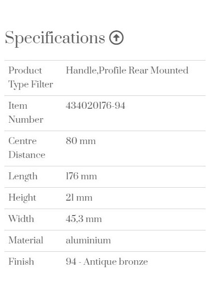 Kulp 176MM Edge Filigre Antik Bronze fiyatları