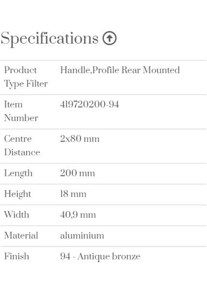 Kulp 200MM Edge Straight Antik Bronze modelleri
