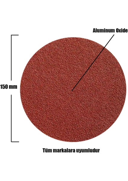 10 Adet Cırt Zımpara 150 mm Spiral Taşlama 40 Kum