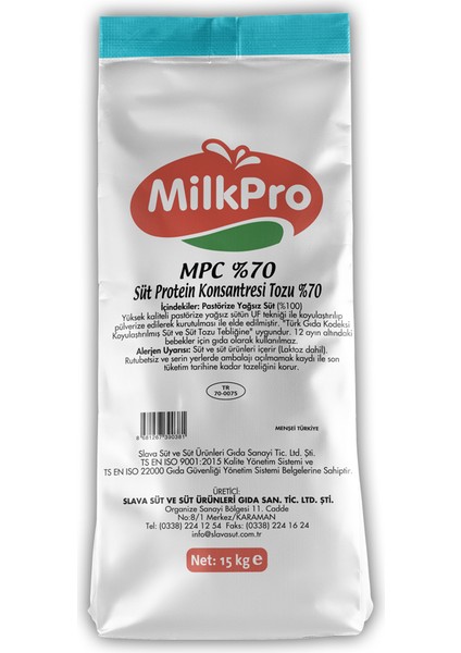 Süt Protein Konsantresi Tozu %70 (Mpc 70) 15KG