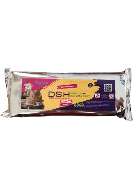 Doğal Seramik Hamuru Beyaz 1 kg 1000 gr  Doğal Kil,  Oyun Çamuru