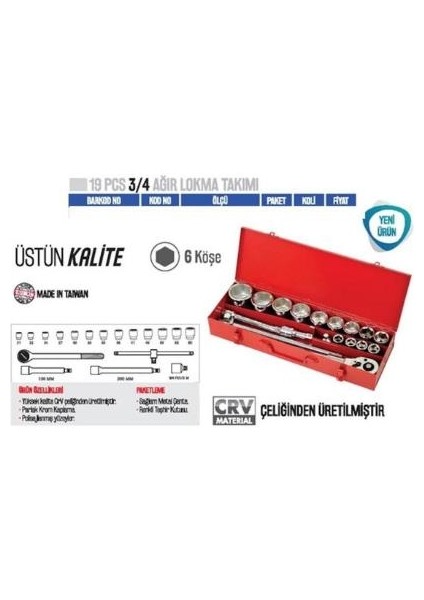 MK2690 Ağır Lokma Takımı Seti 3/4" 19 Parça