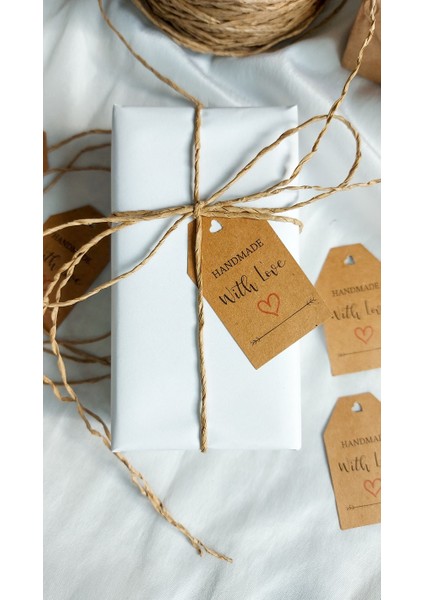 Kraft Handmade With Love Kart - Delikli (4*6,5cm) 50 Adet