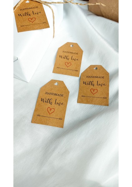 Kraft Handmade With Love Kart - Delikli (4*6,5cm) 50 Adet