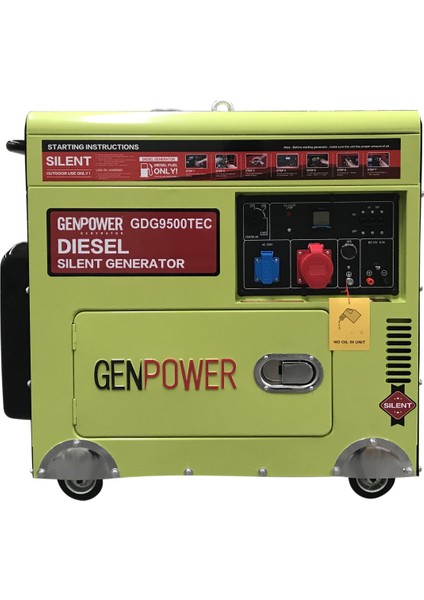 Gdg 9500 Tec Oto Model 8,8 Kva, Otomatik Dizel, Ses Izolasyon Kabinli, Transfer Panolu ,tekerlekli, Trifaze Portatif Jeneratör