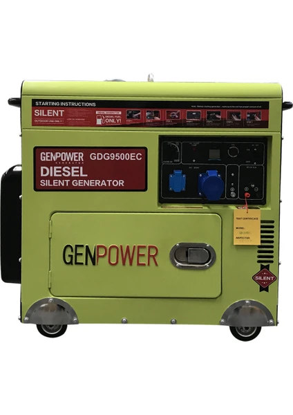 Gdg 9500 Ec Model 8,8 Kva, Dizel, Ses Izolasyon Kabinli,marşlı ,tekerlekli,monofaze Portatif Jeneratör