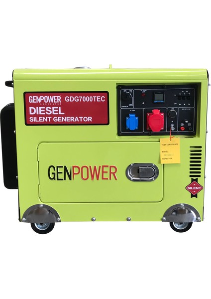 Gdg 7000 Tec Oto Model 7 Kva, Otomatik Dizel, Ses Izolasyon Kabinli, Transfer Panolu ,tekerlekli, Trifaze Portatif Jeneratör