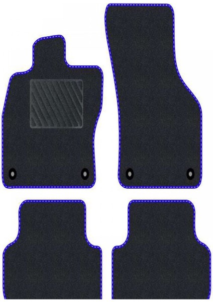 Renault 19 1993-2000 Siyah Halı Mavi Kenar Çapraz Çizgi Topuk 2250 gr Paspas