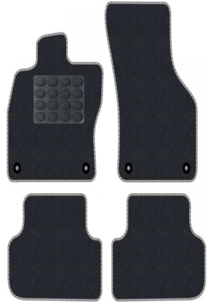 Renault Clio 2 1998-2004 Siyah Halı Gri Kenar Elipsler Topuk 2250 gr Paspas