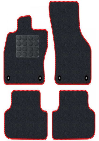 Renault Symbol 1 1999-2008 Siyah Halı Kırmızı Kenar Elipsler Topuk 2250 gr Paspas