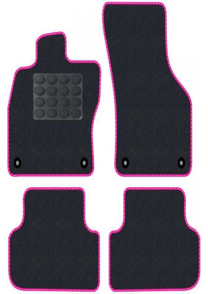 Renault Symbol 1 1999-2008 Siyah Halı Pembe Kenar Elipsler Topuk 2250 gr Paspas