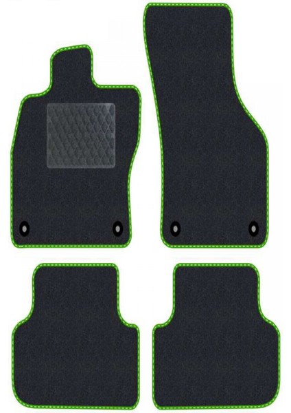 Renault Megane 1 1995-2002 Siyah Halı Yeşil Kenar Baklava Topuk 2250 gr Paspas