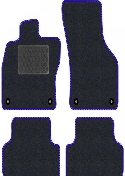 Renault Twingo 1993-2012 Siyah Halı Mavi Kenar Deri Petek Topuk 2250 gr Paspas