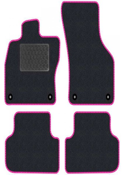 Renault Laguna 3 2007-2015 Siyah Halı Pembe Kenar Deri Petek Topuk 2250 gr Paspas