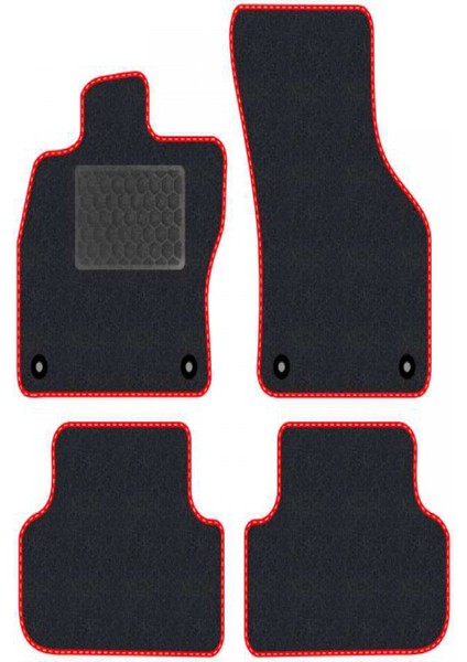 Renault Twingo 1993-2012 Siyah Halı Kırmızı Kenar Deri Petek Topuk 2250 gr Paspas