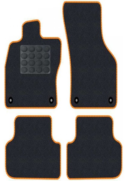 Honda Civic Euro Hatchback 2001- 2003 - 5 Kapı Siyah Halı Turuncu Kenar Elipsler Topuk 2250 gr Paspas