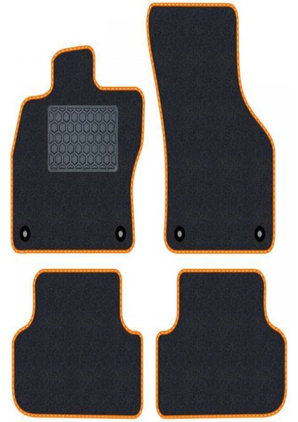 Renault Clio 3 2005-2011 Siyah Halı Turuncu Kenar Petek Topuk 2250 gr Paspas