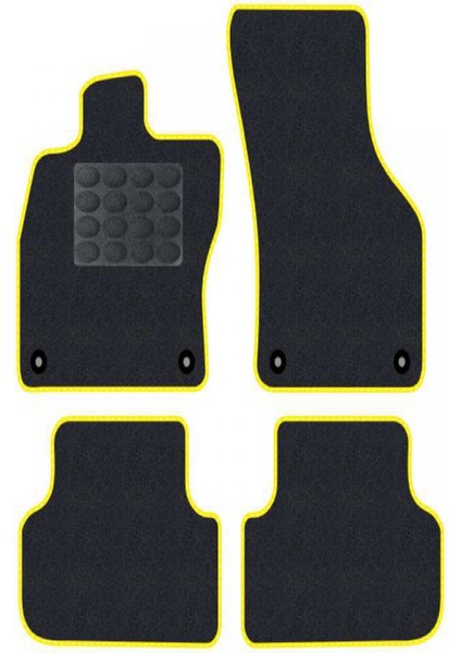 Renault Symbol 1 1999-2008 Siyah Halı Sarı Kenar Elipsler Topuk 2250 gr Paspas