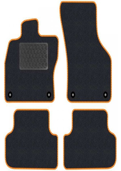 Renault Twingo 1993-2012 Siyah Halı Turuncu Kenar Deri Petek Topuk 2250 gr Paspas