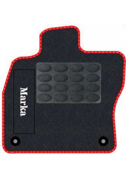 Renault Clio 3 2005-2011 Siyah Halı Kırmızı Kenar Petek Topuk 2250 gr Paspas