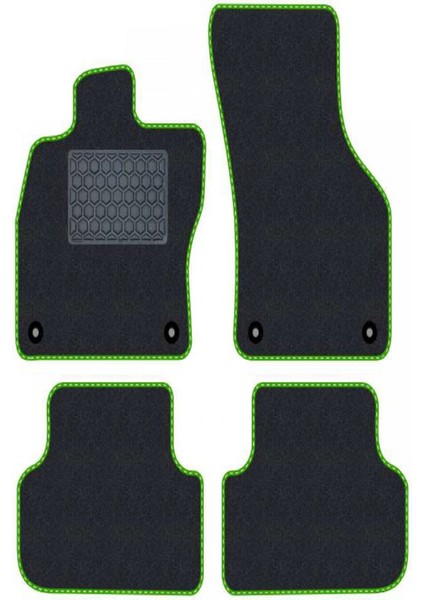 Renault Symbol 2 2008-2012 Siyah Halı Yeşil Kenar Petek Topuk 2250 gr Paspas