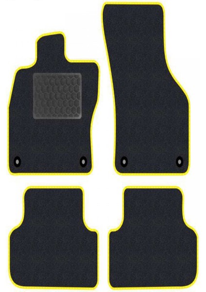 Honda Civic Fk-Fn 2006-2012 Hatchback Siyah Halı Sarı Kenar Deri Petek Topuk 2250 gr Paspas