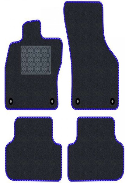 Honda Civic 1987-1991 -Sedan Siyah Halı Mavi Kenar Petek Topuk 2250 gr Paspas