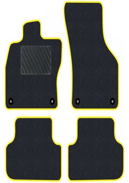 Renault Megane 1 1995-2002 Siyah Halı Sarı Kenar Çapraz Çizgi Topuk 2250 gr Paspas