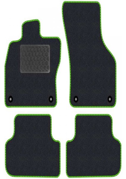 Honda Civic Euro Hatchback 2003-2005 -5 Kapı Makyaj Siyah Halı Yeşil Kenar Deri Petek Topuk 2250 gr Paspas