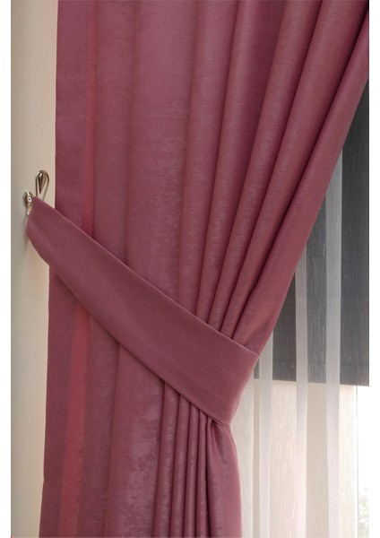 Pembe Düz Renk Pileli Soft Fon Perde, 1/2 Seyrek Pile, Tek Kanat 50 x 270 cm modelleri