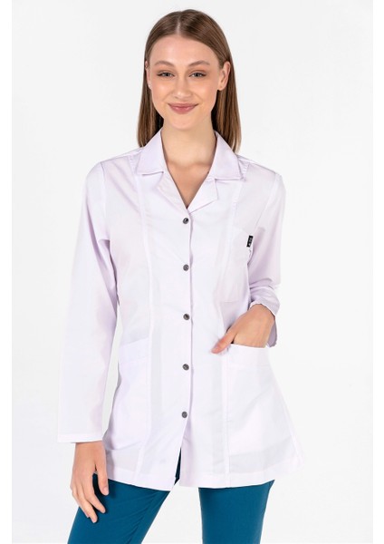 Alpaka Klasik Yaka Doktor Hemşire Öğretmen Önlüğü (Kadın), Beyaz