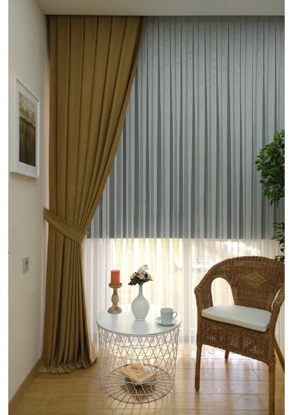 Deve Tüyü Düz Renk Pileli Soft Fon Perde, 1/3 Sık Pile, Tek Kanat 50 x 270 cm fiyatları