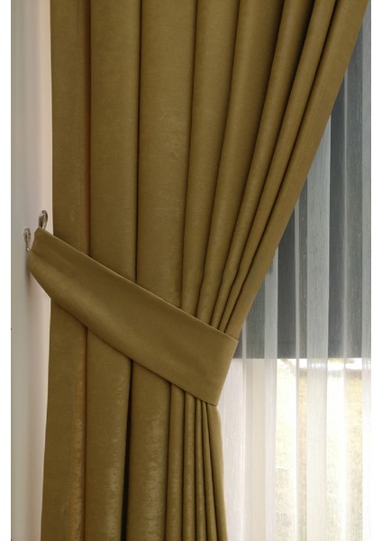 Deve Tüyü Düz Renk Pileli Soft Fon Perde, 1/3 Sık Pile, Tek Kanat 50 x 270 cm modelleri