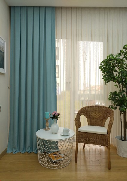 Mint Düz Renk Pileli Soft Fon Perde, 1/2 Seyrek Pile, Tek Kanat 50 x 240 cm
