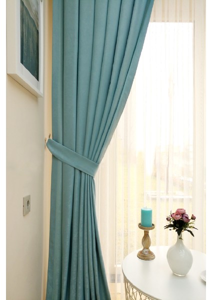 Mint Düz Renk Pileli Soft Fon Perde, 1/2 Seyrek Pile, Tek Kanat 50 x 240 cm