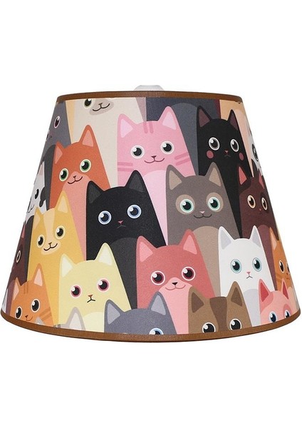 Çocuk Odası Konik Kumaş Avize Sarkıt-Kahverengi Sevimli Kediler fiyatları
