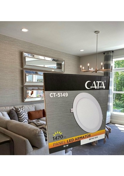 18 W Yuvarlak LED Panel Sıva Altı 6400K Beyaz Alüminyum Kasa CT-5149B