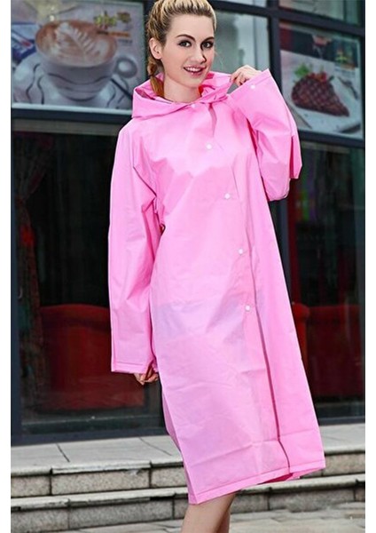 Su Geçirmez Eva Kumaş Şık Kıyafetüstü Unisex Yağmurluk Pembe fırsatları