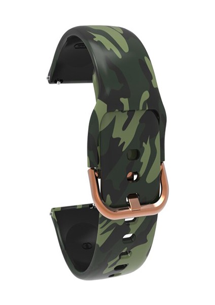 Amazfit Gtr 47 mm - Gtr 47 mm Lite Için Desenli Silikon Kordon Yeşil Kamuflaj
