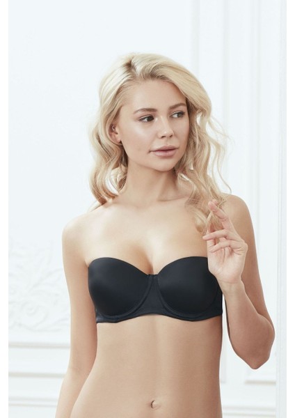 3241 Balenli Basic Günlük Destekli Push-Up Straplez Sütyen