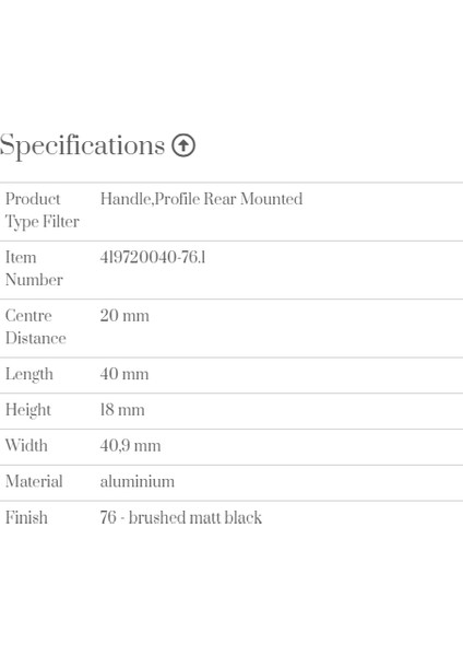 Kulp 40MM Furnpart Edge Straight Fırçalı Siyah