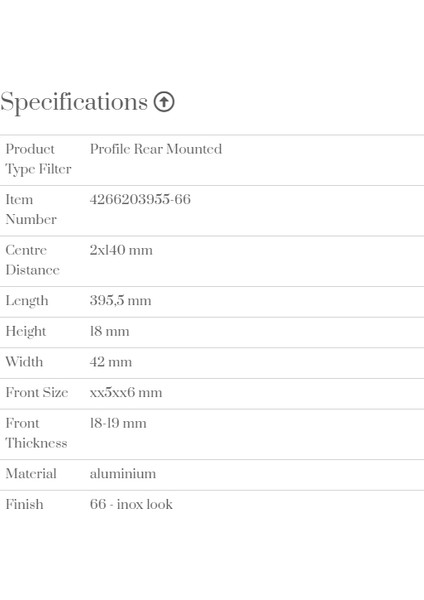 Kulp L 395,5MM Furnipart Shadow Inox